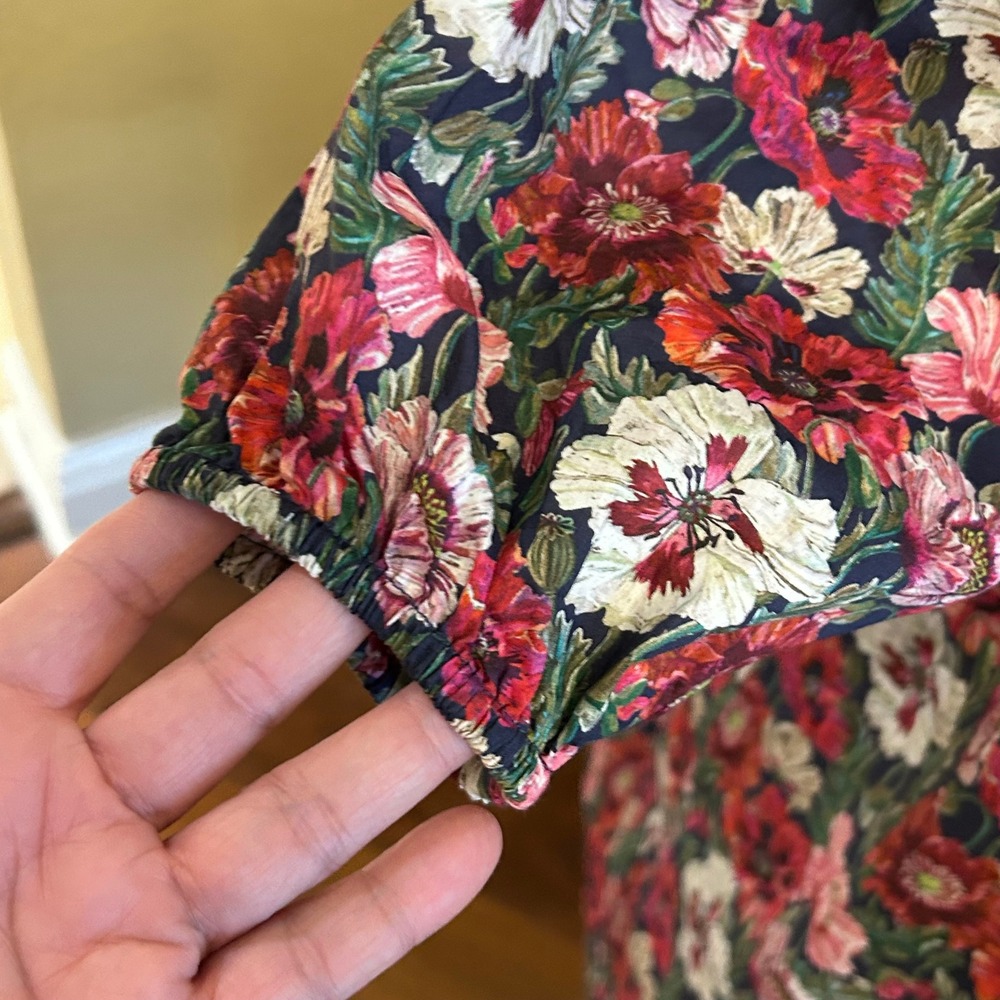 J. Crew Liberty Fabric Floral Square‎ Neck Puff Sleeve Smocked Dress Size 12 - Picture 6 of 10